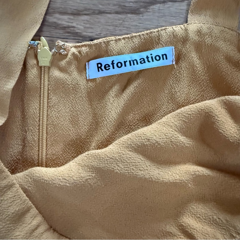Reformation Satin Midi Dress • Size 4 • Marigold Yellow • Slit Midi - Picture 5 of 10